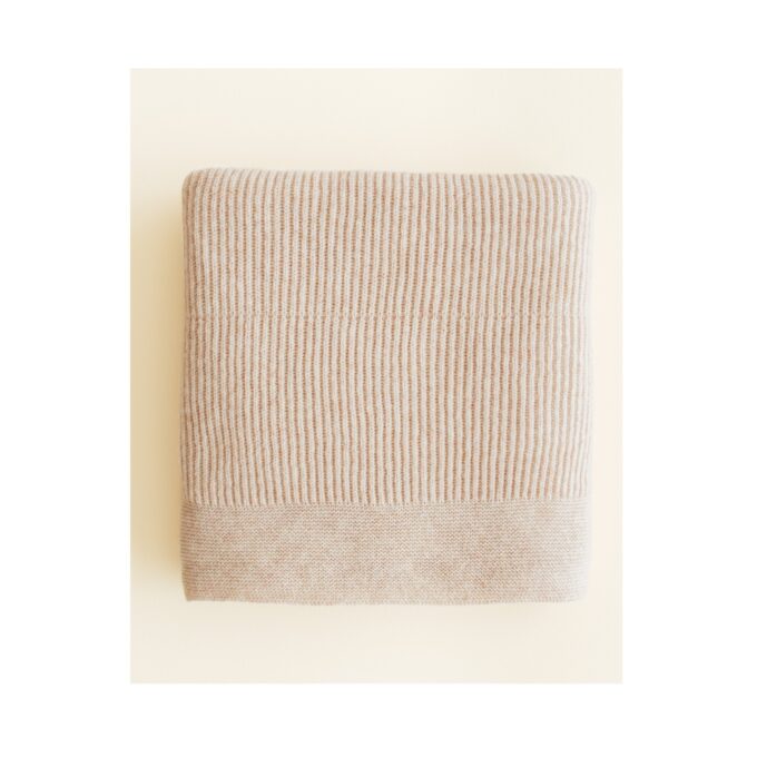 Kocyk z Wełny Merino Gaston Soft Beige 110x140 hvid