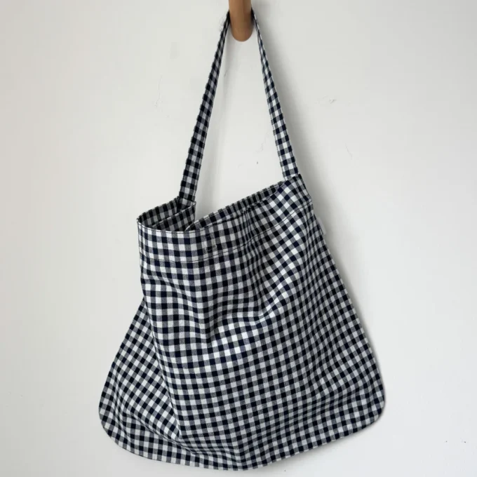 Torba Happy Carry Bag Navy Gingham Le Bon Shoppe