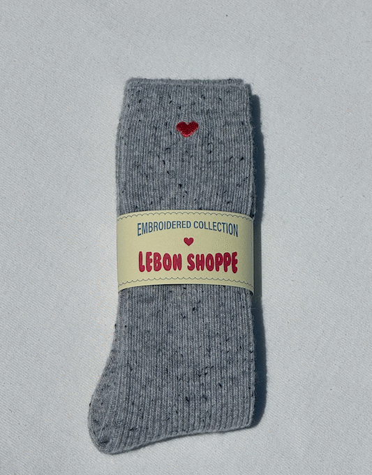 Skarpetki Damskie Embroidered Snow Socks Grey LE BON SHOPPE