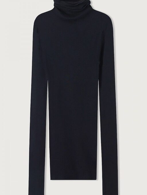 Bluzka z Długim Rękawem i Golfem Massachusetts Black American Vintage