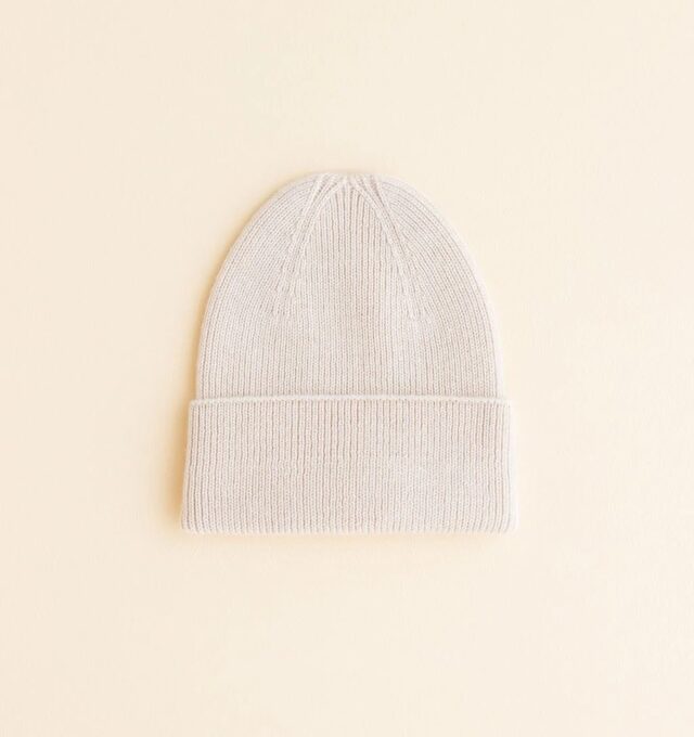 Czapka Beanie dla Noworodków z Wełny Merino Cream Hvid